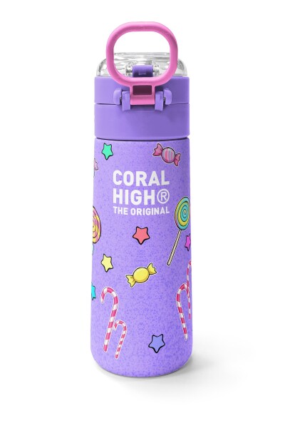 Coral High Kids Milka Su Yeşili Tavşan Desenli Pipetli ve Direkt İçim Çelik Termos 500 ml 38137 - 4
