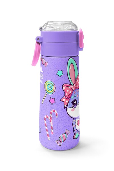Coral High Kids Milka Su Yeşili Tavşan Desenli Pipetli ve Direkt İçim Çelik Termos 500 ml 38137 - 2