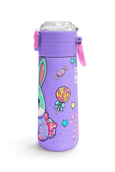 Coral High Kids Milka Su Yeşili Tavşan Desenli Pipetli ve Direkt İçim Çelik Termos 500 ml 38137 - 3