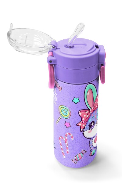 Coral High Kids Milka Su Yeşili Tavşan Desenli Pipetli ve Direkt İçim Çelik Termos 500 ml 38137 - 5