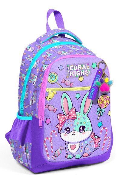Coral High Kids Milka Su Yeşili Tavşan Desenli Üç Bölmeli Okul Sırt Çantası 33255 - 1