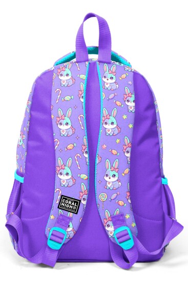 Coral High Kids Milka Su Yeşili Tavşan Desenli Üç Bölmeli Okul Sırt Çantası 33255 - 3
