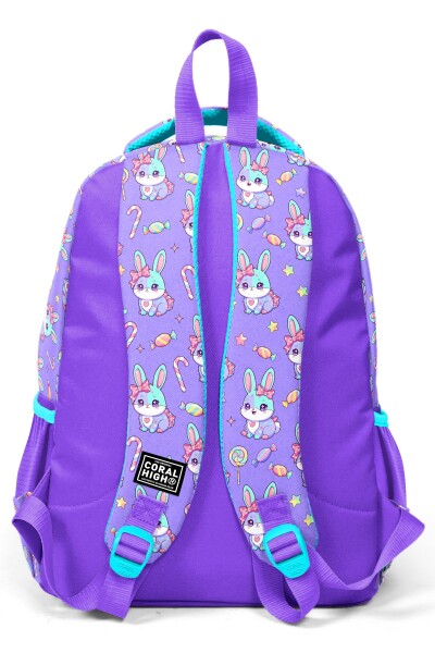 Coral High Kids Milka Su Yeşili Tavşan Desenli Üç Bölmeli Okul Sırt Çantası 33255 - 3