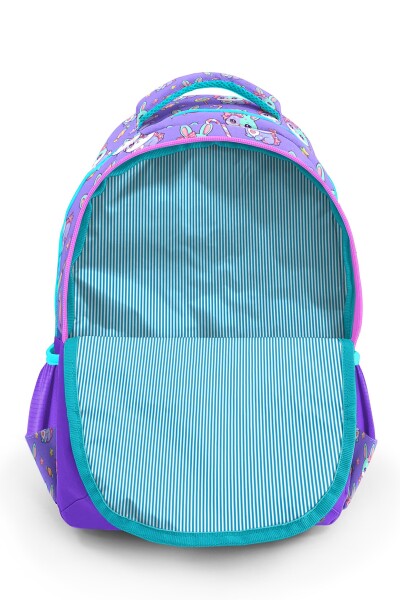 Coral High Kids Milka Su Yeşili Tavşan Desenli Üç Bölmeli Okul Sırt Çantası 33255 - 6