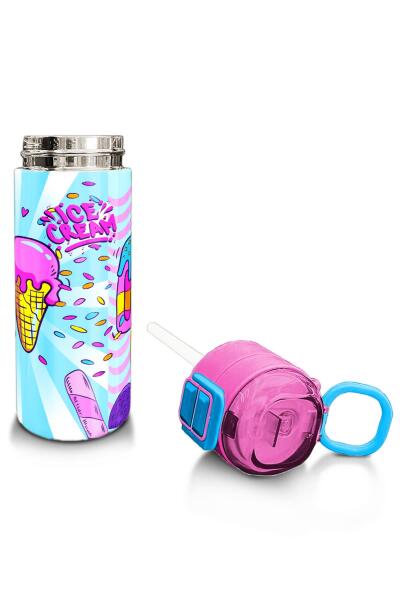 Coral High Kids Mixed Dondurma Desenli Pipetli ve Direkt İçim Çelik Termos 500 ml 31809 - 4