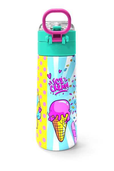 Coral High Kids Mixed Dondurma Desenli Pipetli ve Direkt İçim Çelik Termos 500 ml 31809 - 4