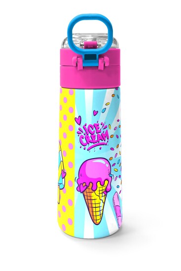 Coral High Kids Mixed Dondurma Desenli Pipetli ve Direkt İçim Çelik Termos 500 ml 31809 - 4