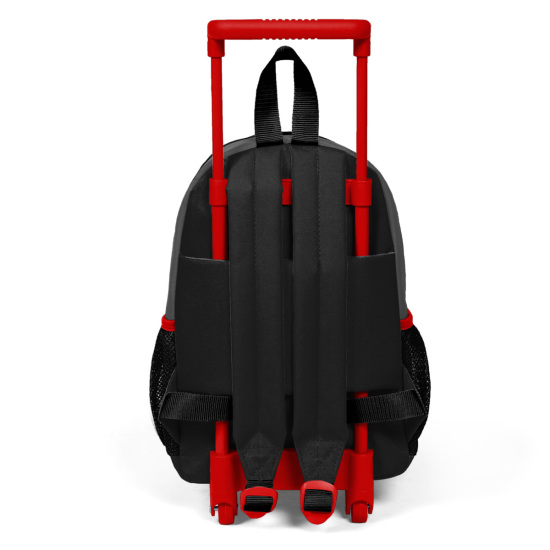 Minik Yuva Çekçekli Sırt Çantası Koyu Gri Siyah Monster Truck Desenli İki Bölmeli 24020 - 4