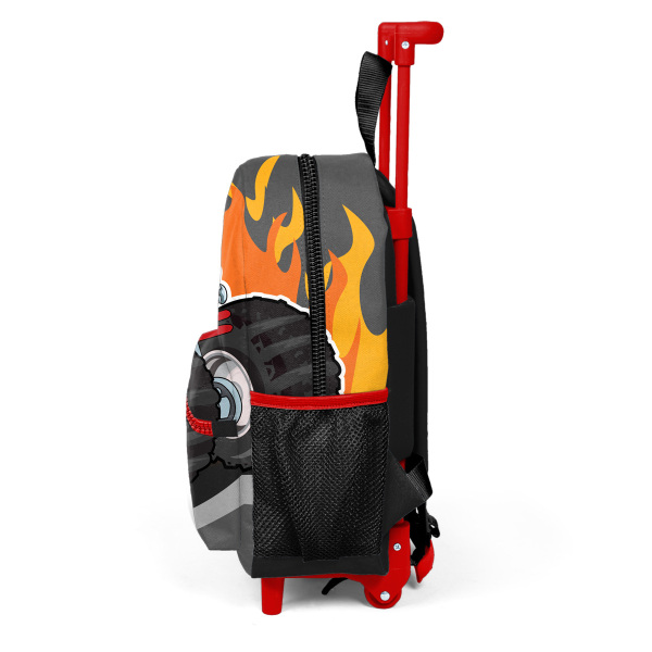 Minik Yuva Çekçekli Sırt Çantası Koyu Gri Siyah Monster Truck Desenli İki Bölmeli 24020 - 6