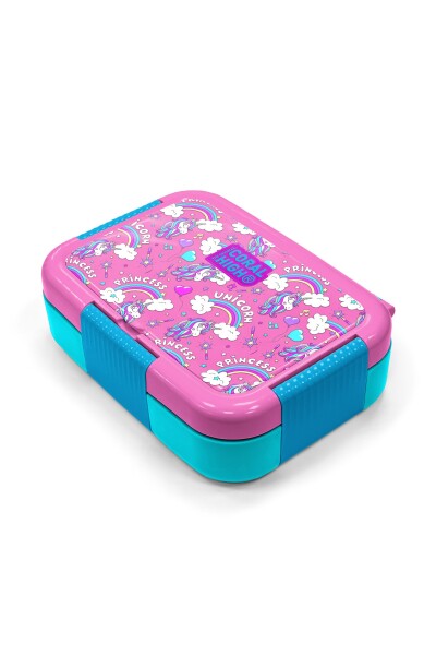 Coral High Kids Mor Açık Pembe Unicorn Desenli Paslanmaz Çelik Beslenme Kabı 39305 - 2