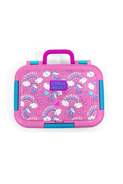 Coral High Kids Mor Açık Pembe Unicorn Desenli Paslanmaz Çelik Beslenme Kabı 39305 - 5