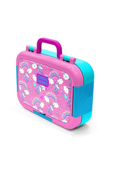 Coral High Kids Mor Açık Pembe Unicorn Desenli Paslanmaz Çelik Beslenme Kabı 39305 - 4