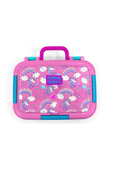 Coral High Kids Mor Açık Pembe Unicorn Desenli Paslanmaz Çelik Beslenme Kabı 39305 - 5