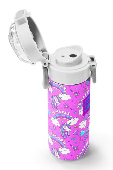 Coral High Kids Mor Açık Pembe Unicorn Desenli Pipetli ve Direkt İçim Çelik Termos 500 ml 31978 - 6