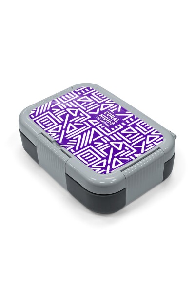 Coral High Kids Mor Beyaz Geometrik Desenli Paslanmaz Çelik Beslenme Kabı 39190 - 2