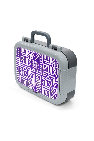 Coral High Kids Mor Beyaz Geometrik Desenli Paslanmaz Çelik Beslenme Kabı 39190 - 4