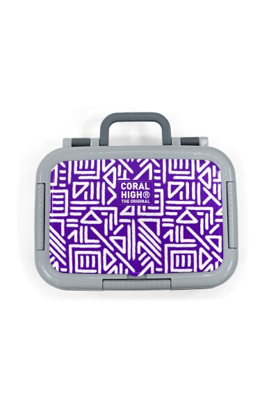 Coral High Kids Mor Beyaz Geometrik Desenli Paslanmaz Çelik Beslenme Kabı 39190 - 5