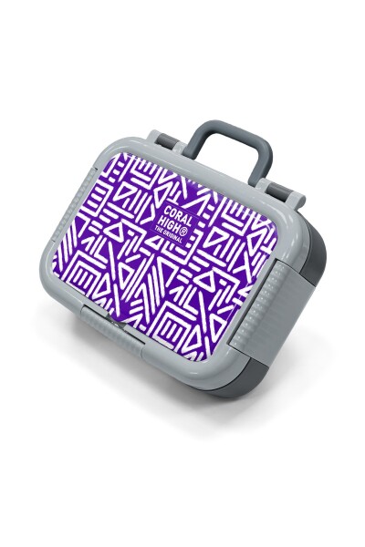 Coral High Kids Mor Beyaz Geometrik Desenli Paslanmaz Çelik Beslenme Kabı 39190 - 1