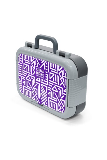 Coral High Kids Mor Beyaz Geometrik Desenli Paslanmaz Çelik Beslenme Kabı 39190 - 4