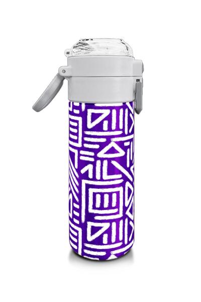 Coral High Kids Mor Beyaz Geometrik Desenli Pipetli ve Direkt İçim Çelik Termos 500 ml 31883 - 2