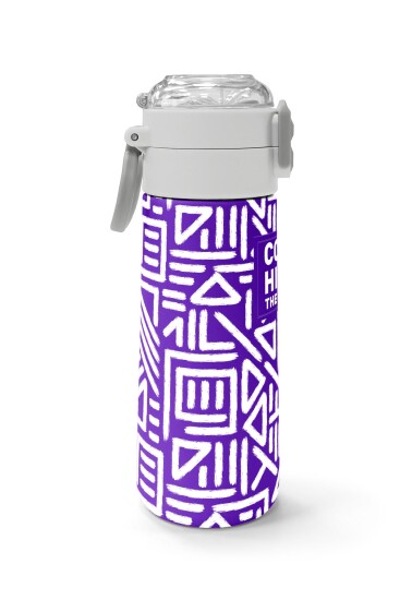Coral High Kids Mor Beyaz Geometrik Desenli Pipetli ve Direkt İçim Çelik Termos 500 ml 31883 - 2