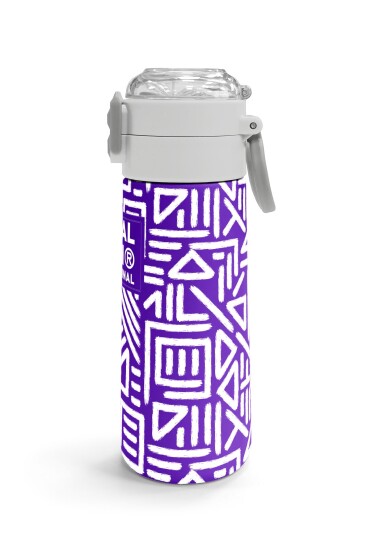 Coral High Kids Mor Beyaz Geometrik Desenli Pipetli ve Direkt İçim Çelik Termos 500 ml 31883 - 3