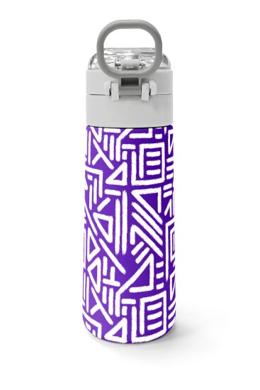 Coral High Kids Mor Beyaz Geometrik Desenli Pipetli ve Direkt İçim Çelik Termos 500 ml 31883 - 4
