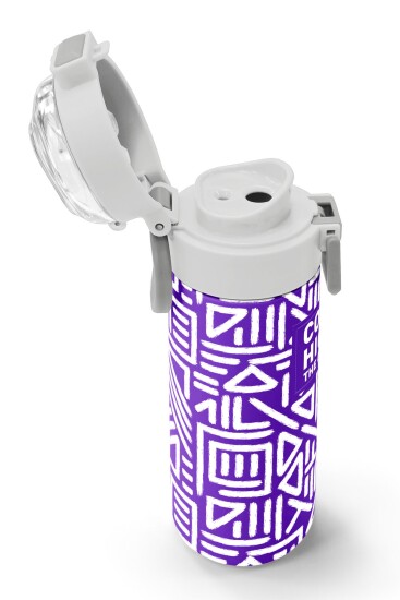 Coral High Kids Mor Beyaz Geometrik Desenli Pipetli ve Direkt İçim Çelik Termos 500 ml 31883 - 6