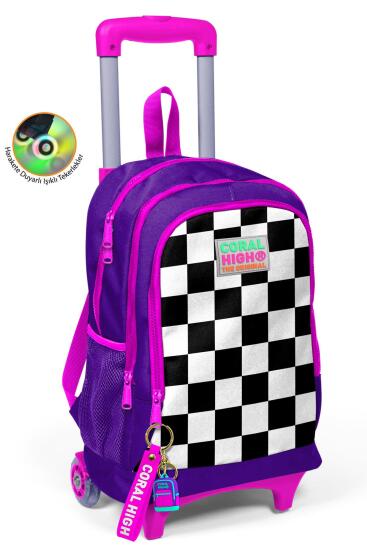 Coral High Kids Mor Dama Desenli Üç Bölmeli Çekçekli Okul Sırt Çantası 23902 