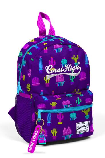 Minik Yuva Sırt Çantası Mor Kaktüs Desenli İki Bölmeli 23148 - Coral High KIDS