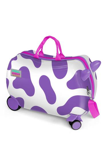 Coral High Kids Mor İnek Desenli Otur-Çek Çocuk Valizi 16359 - Coral High KIDS