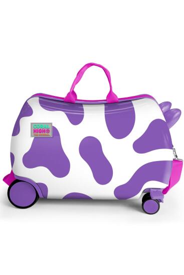 Coral High Kids Mor İnek Desenli Otur-Çek Çocuk Valizi 16359 - 3