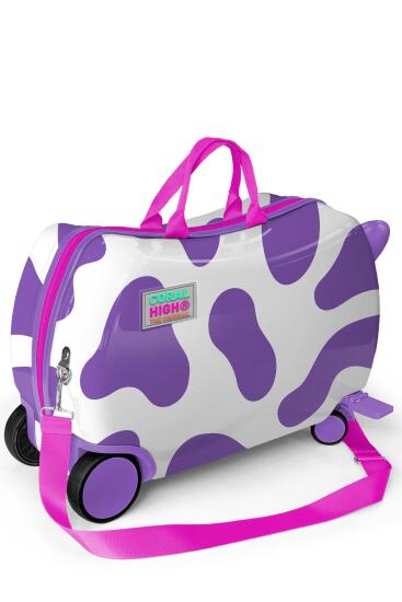 Coral High Kids Mor İnek Desenli Otur-Çek Çocuk Valizi 16359 - 5