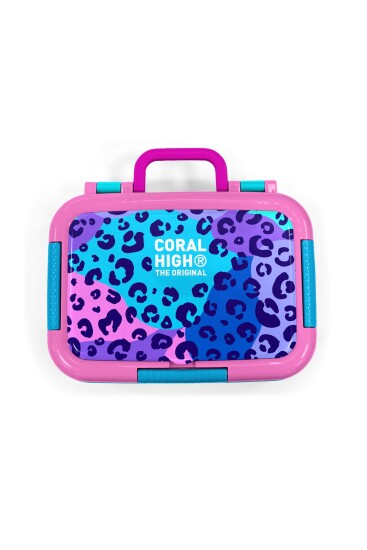 Coral High Kids Mor Leopar Desenli Paslanmaz Çelik Beslenme Kabı 39166 - 5