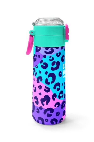 Coral High Kids Mor Leopar Desenli Pipetli ve Direkt İçim Çelik Termos 500 ml 31846 - 2