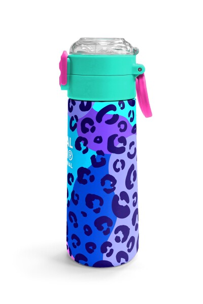 Coral High Kids Mor Leopar Desenli Pipetli ve Direkt İçim Çelik Termos 500 ml 31846 - 3