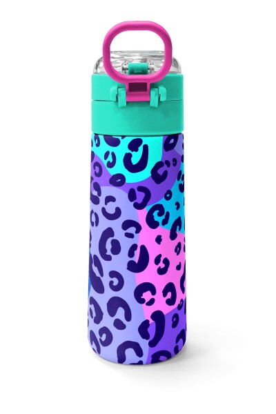 Coral High Kids Mor Leopar Desenli Pipetli ve Direkt İçim Çelik Termos 500 ml 31846 - 4