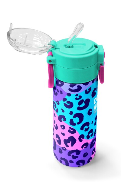 Coral High Kids Mor Leopar Desenli Pipetli ve Direkt İçim Çelik Termos 500 ml 31846 - 5