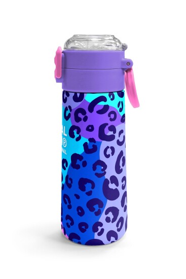 Coral High Kids Mor Leopar Desenli Pipetli ve Direkt İçim Çelik Termos 500 ml 31846 - 3