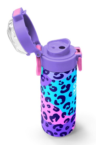 Coral High Kids Mor Leopar Desenli Pipetli ve Direkt İçim Çelik Termos 500 ml 31846 - 6
