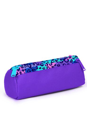 Coral High Kids Mor Leopar Desenli Üç Bölmeli Kalem Çantası 11161 - 3