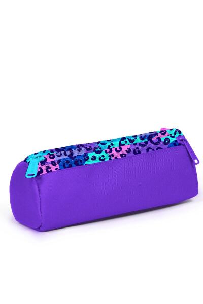 Coral High Kids Mor Leopar Desenli Üç Bölmeli Kalem Çantası 11161 - 3