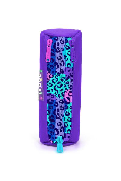 Coral High Kids Mor Leopar Desenli Üç Bölmeli Kalem Çantası 11161 - 2