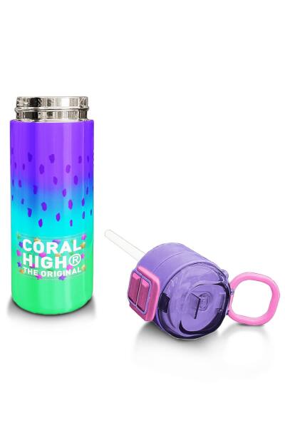 Coral High Kids Mor Lila Renk Geçişli Pipetli ve Direkt İçim Çelik Termos 500 ml 31850 - 4