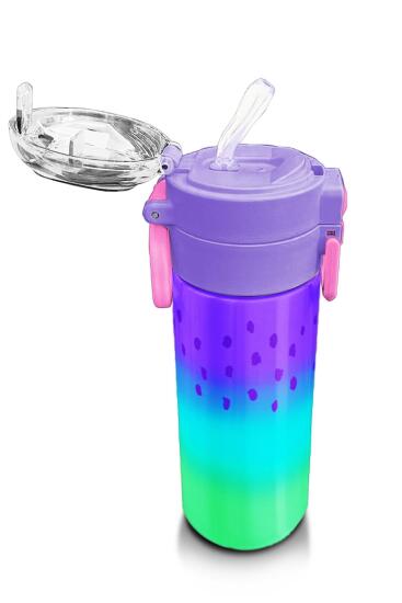 Coral High Kids Mor Lila Renk Geçişli Pipetli ve Direkt İçim Çelik Termos 500 ml 31850 - 5