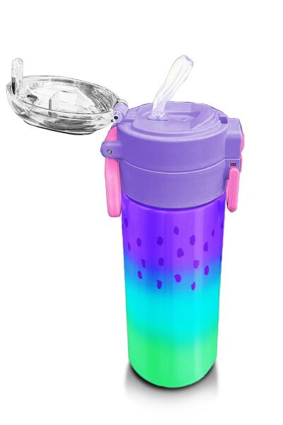 Coral High Kids Mor Lila Renk Geçişli Pipetli ve Direkt İçim Çelik Termos 500 ml 31850 - 5