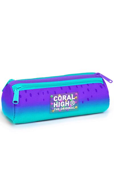 Coral High Kids Mor Lila Renk Geçişli Üç Bölmeli Kalem Çantası 11164 - 1