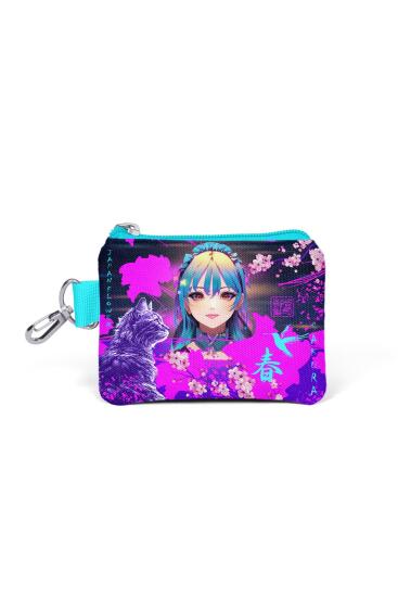 Coral High Kids Mor Pembe Anime Kedi Desenli Bozuk Para Çantası 21882 - Coral High KIDS