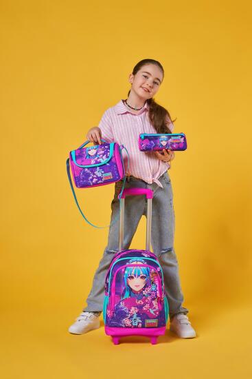 Coral High Kids Mor Pembe Anime Kedi Desenli Üç Bölmeli Çekçekli 3'lü Çanta Seti SET0123953 - 2