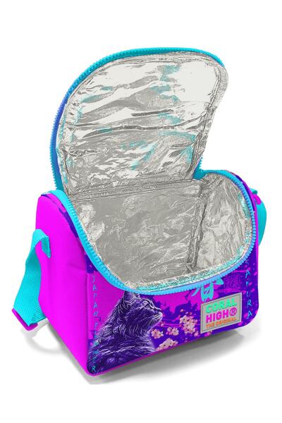 Coral High Kids Mor Pembe Anime Kedi Desenli Üç Bölmeli Çekçekli 3'lü Çanta Seti SET0123953 - 4